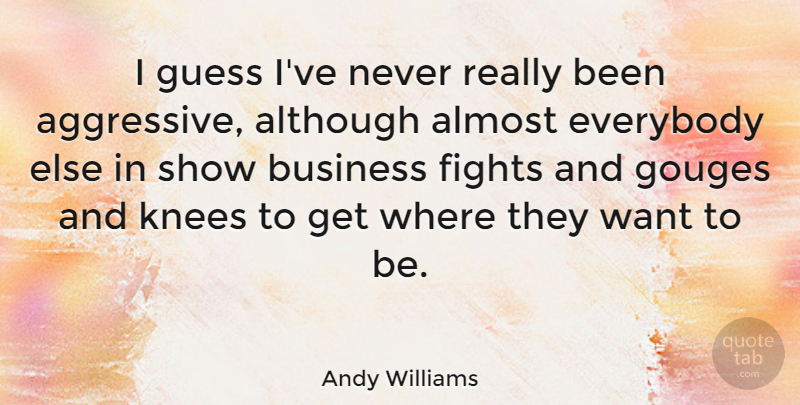 Andy Williams Quote About Fighting, Want, Knees: I Guess Ive Never Really...