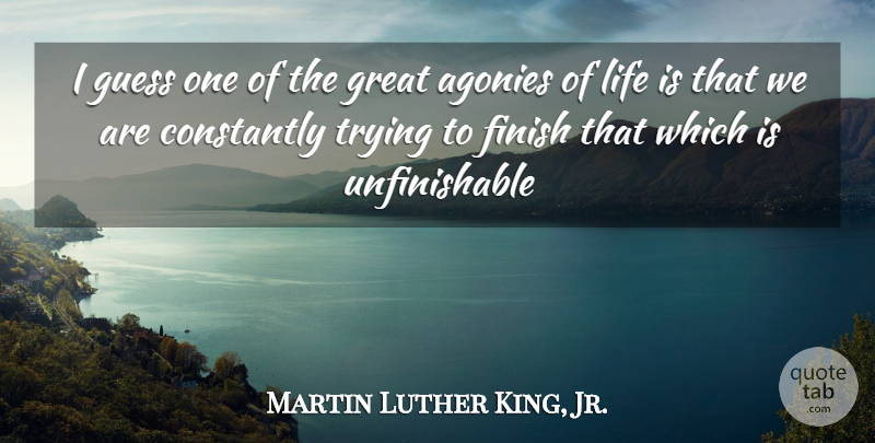 Martin Luther King, Jr. Quote About Agony, Trying, Life Is: I Guess One Of The...