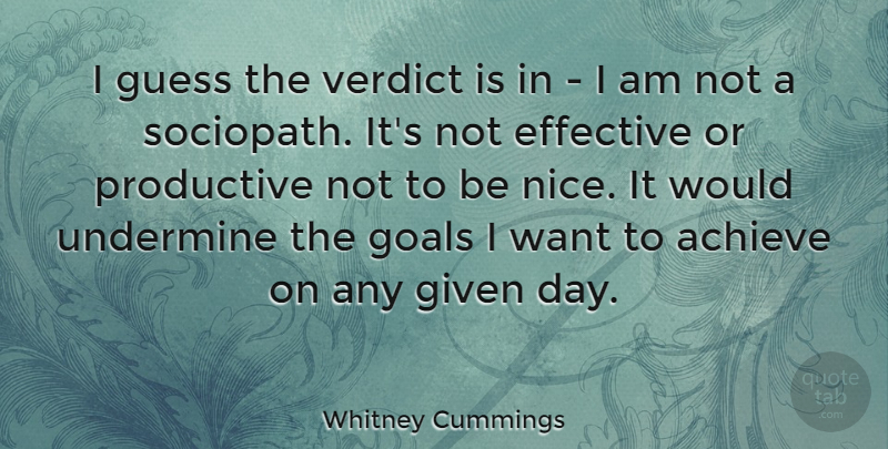Whitney Cummings Quote About Nice, Goal, Want: I Guess The Verdict Is...