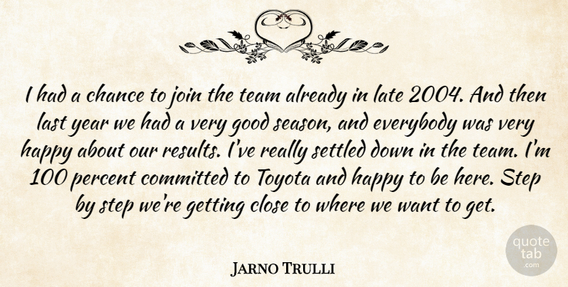 Jarno Trulli Quote About Chance, Close, Committed, Everybody, Good: I Had A Chance To...