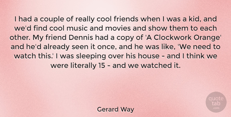 Gerard Way Quote About Couple, Sleep, Kids: I Had A Couple Of...