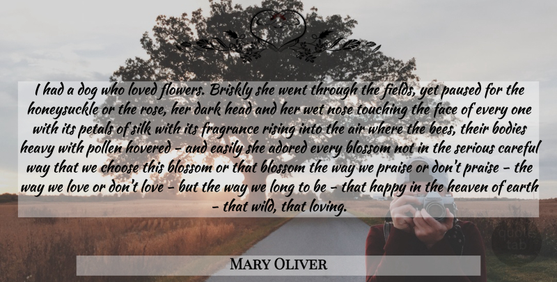 Mary Oliver Quote About Dog, Flower, Dark: I Had A Dog Who...
