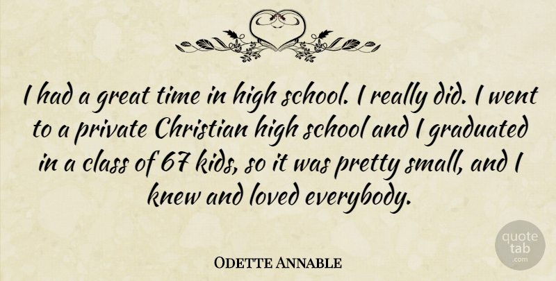 Odette Annable Quote About Christian, School, Kids: I Had A Great Time...
