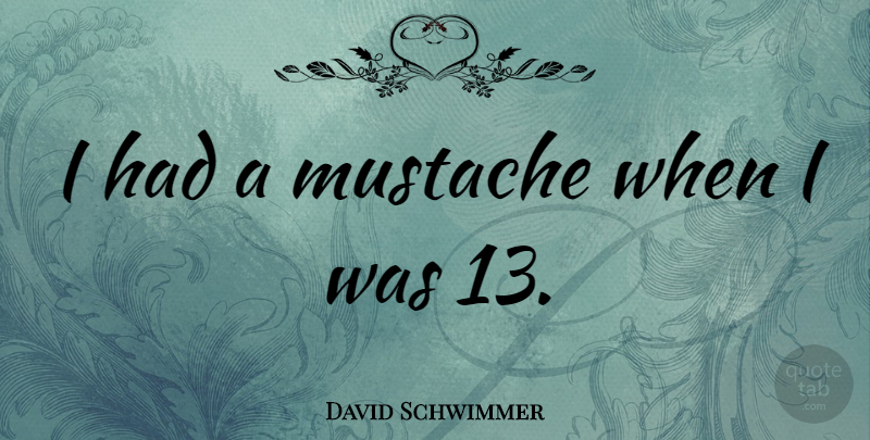 David Schwimmer Quote About Mustache: I Had A Mustache When...