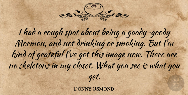 Donny Osmond Quote About Drinking, Grateful, Skeletons: I Had A Rough Spot...