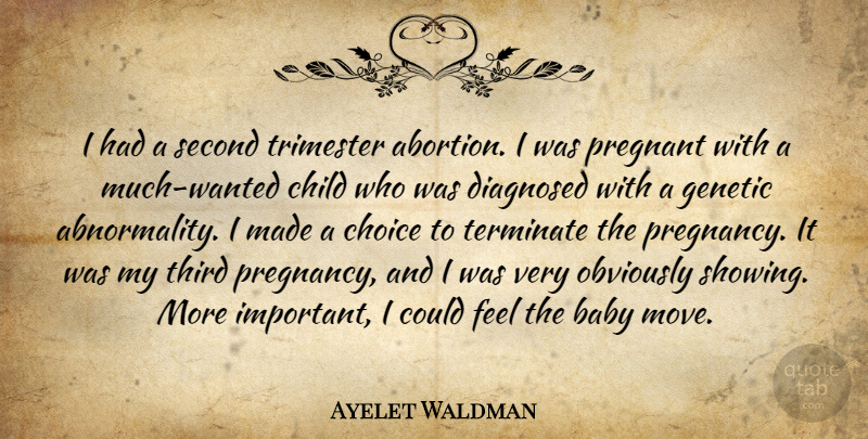 Ayelet Waldman Quote About Baby, Children, Pregnancy: I Had A Second Trimester...