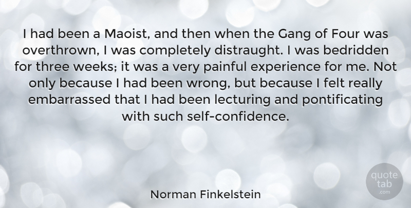 Norman Finkelstein Quote About Experience, Felt, Four, Gang, Lecturing: I Had Been A Maoist...
