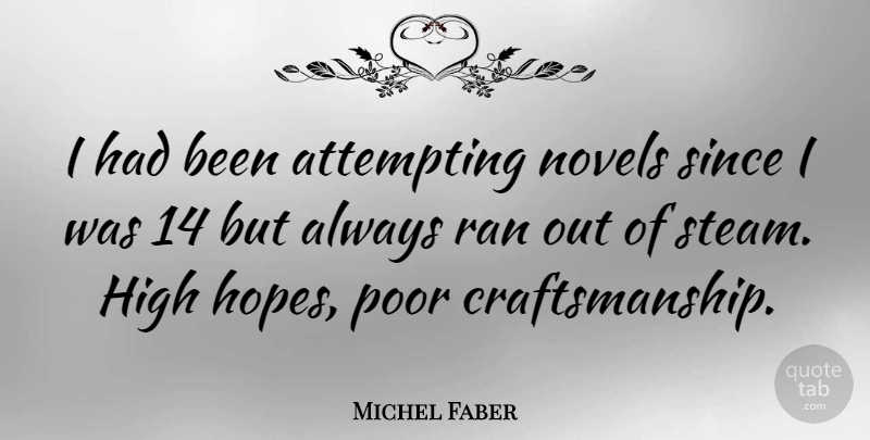 Michel Faber Quote About Attempting, Novels, Ran, Since: I Had Been Attempting Novels...