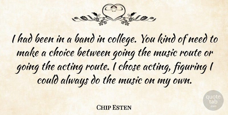 Chip Esten Quote About Acting, Band, Chose, Figuring, Music: I Had Been In A...