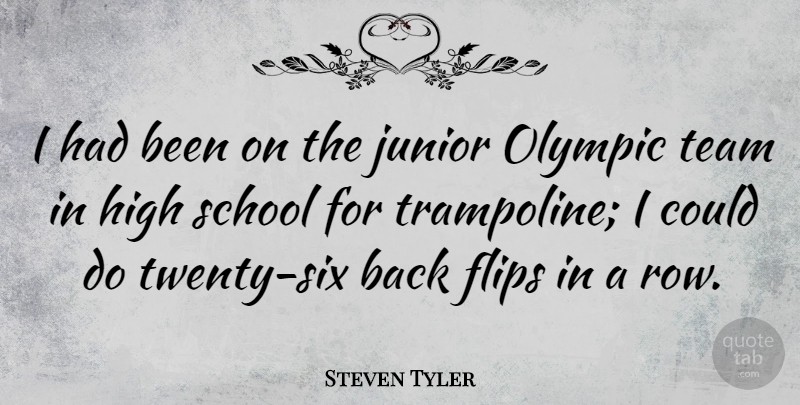 Steven Tyler Quote About Team, School, Juniors: I Had Been On The...