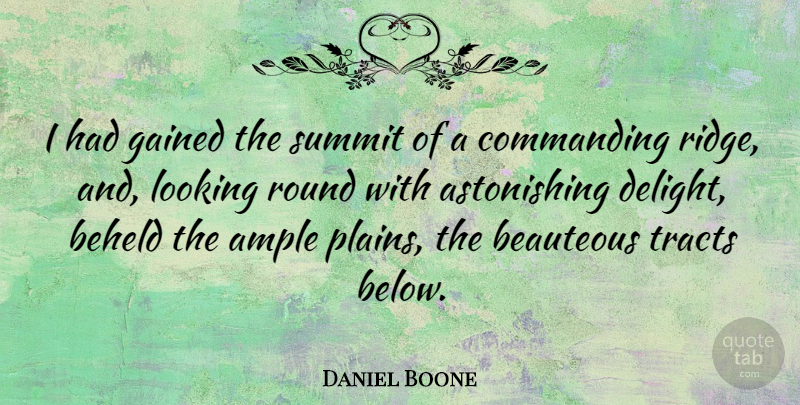 Daniel Boone Quote About Delight, Summit, Ridges: I Had Gained The Summit...