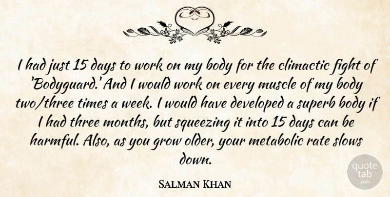 Salman Khan Quote About Body, Days, Developed, Grow, Muscle: I Had Just 15 Days...