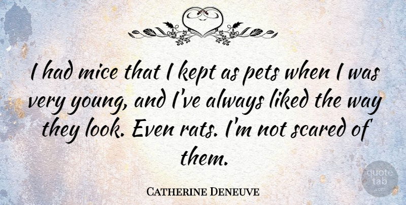 Catherine Deneuve Quote About Pet, Rats, Way: I Had Mice That I...