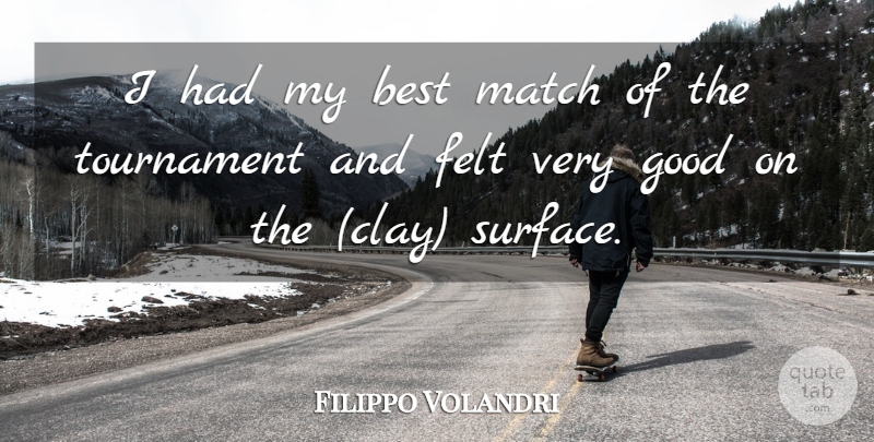 Filippo Volandri Quote About Best, Felt, Good, Match, Tournament: I Had My Best Match...