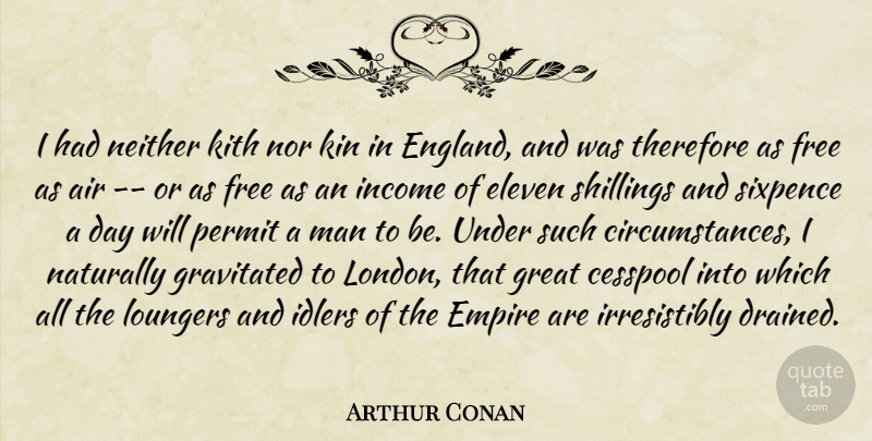 Arthur Conan Doyle Quote About Men, Air, Income: I Had Neither Kith Nor...