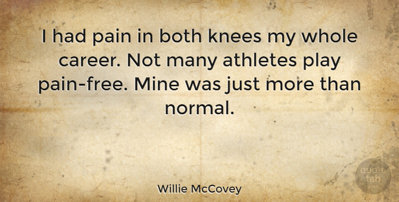 Willie McCovey Quote About Pain, Athlete, Play: I Had Pain In Both...