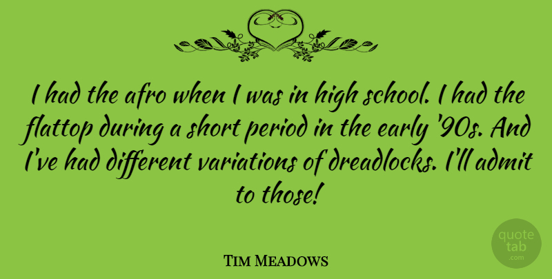Tim Meadows Quote About School, Variation, Afros: I Had The Afro When...