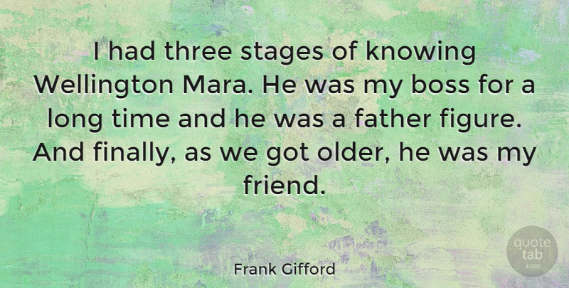 Frank Gifford Quote About Father, Knowing, Long: I Had Three Stages Of...