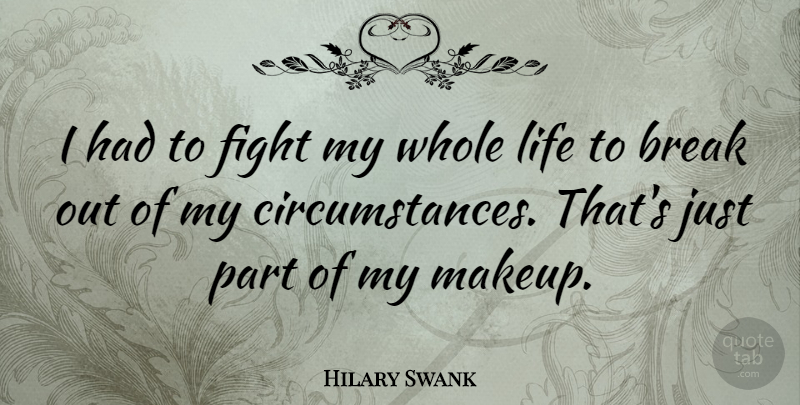 Hilary Swank Quote About Fighting, Makeup, Break Out: I Had To Fight My...