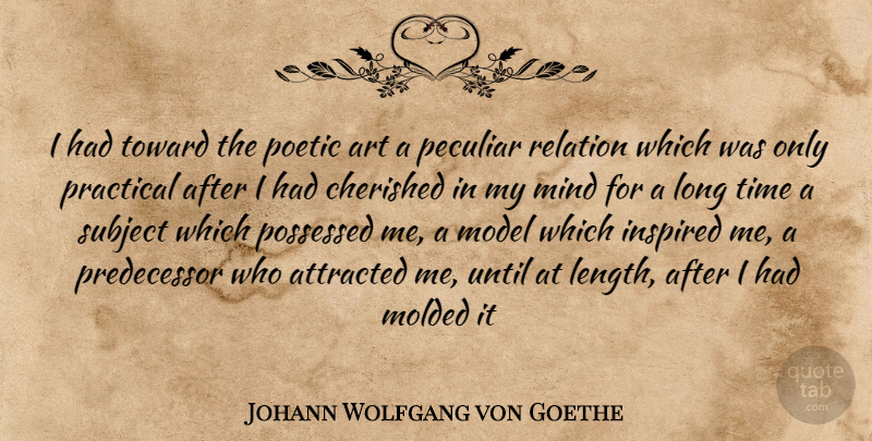 Johann Wolfgang von Goethe Quote About Art, Long, Mind: I Had Toward The Poetic...