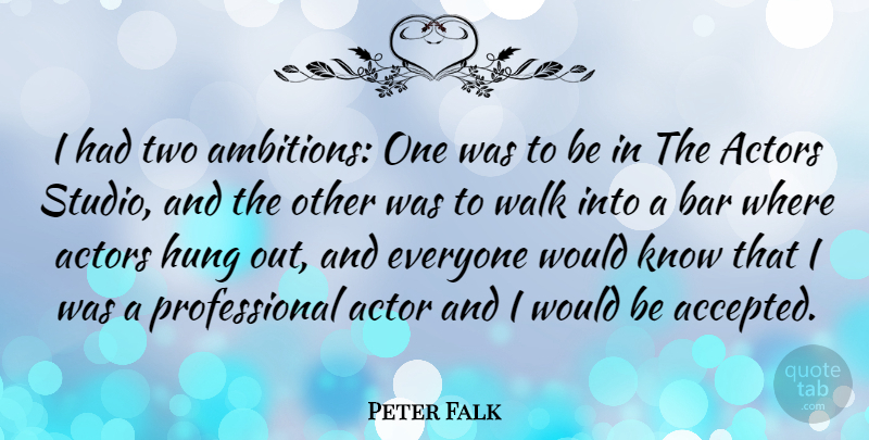 Peter Falk Quote About Hung: I Had Two Ambitions One...