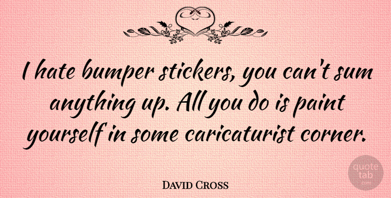David Cross Quote About Hate, Bumper Sticker, Paint: I Hate Bumper Stickers You...