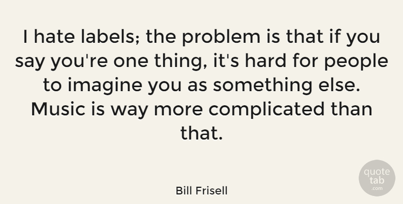 Bill Frisell Quote About Hate, People, Labels: I Hate Labels The Problem...
