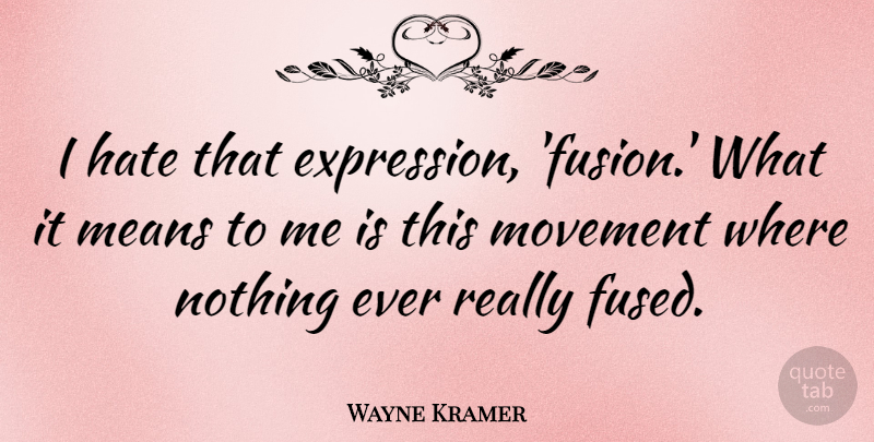 Wayne Kramer Quote About Means: I Hate That Expression Fusion...