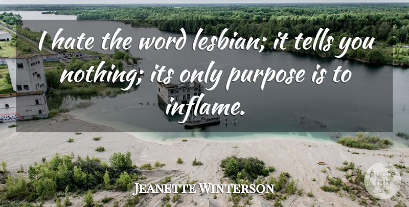 Jeanette Winterson Quote About Hate, Purpose, I Hate: I Hate The Word Lesbian...