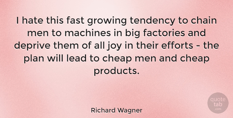 Richard Wagner Quote About Hate, Men, Effort: I Hate This Fast Growing...