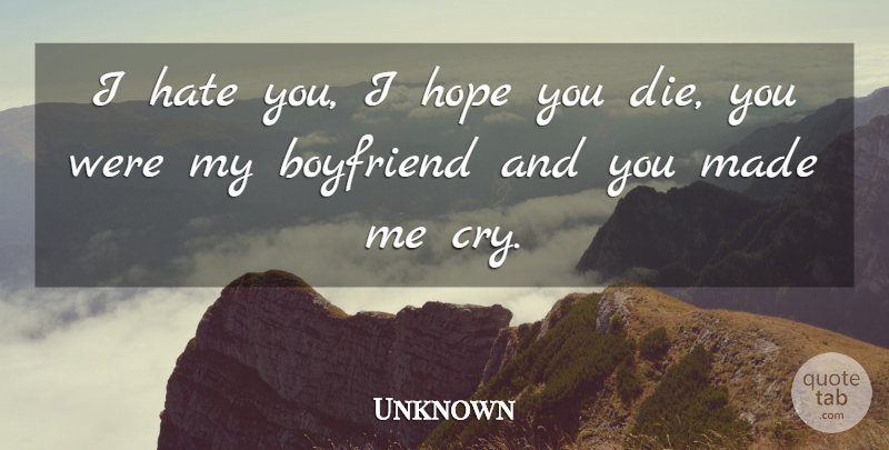 Unknown Quote About Boyfriend, Hate, Hope: I Hate You I Hope...
