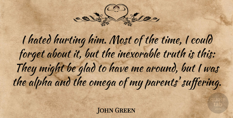 John Green Quote About Hurt, Parent, Suffering: I Hated Hurting Him Most...