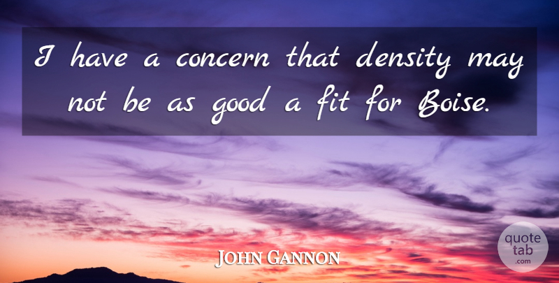 John Gannon Quote About Concern, Density, Fit, Good: I Have A Concern That...