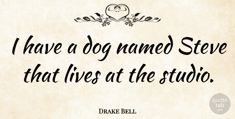 Drake Bell Quote About Named, Steve: I Have A Dog Named...
