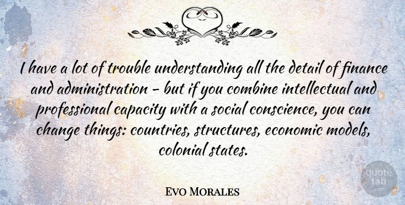 Evo Morales Quote About Country, Economic Models, Understanding: I Have A Lot Of...