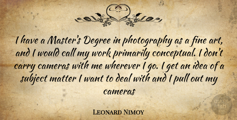 Leonard Nimoy Quote About Photography, Art, Inspiration: I Have A Masters Degree...