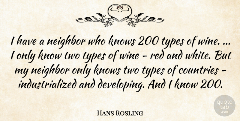 Hans Rosling Quote About Country, Motivation, Inspiration: I Have A Neighbor Who...