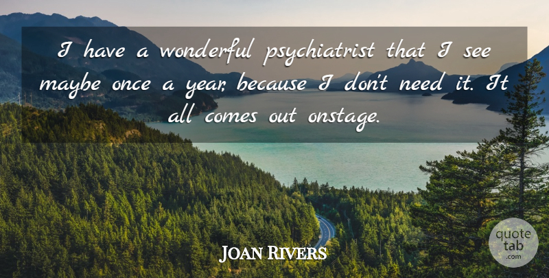 Joan Rivers Quote About Memorable, Years, Needs: I Have A Wonderful Psychiatrist...