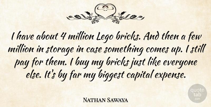 Nathan Sawaya Quote About Biggest, Buy, Capital, Case, Far: I Have About 4 Million...