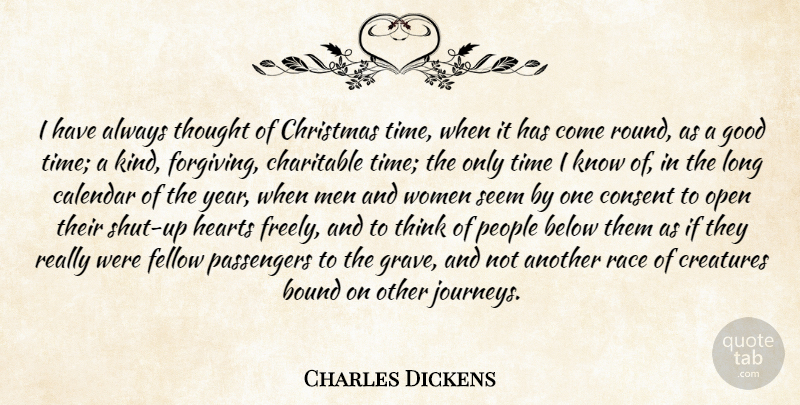 Charles Dickens Quote About Below, Bound, Calendar, Charitable, Christmas: I Have Always Thought Of...