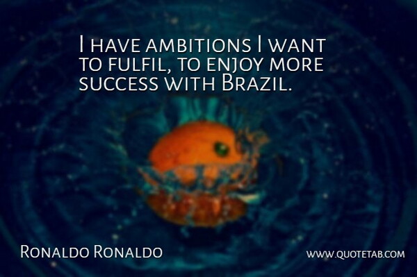 Ronaldo Quote About Congratulations, Ambition, Want: I Have Ambitions I Want...