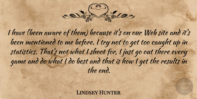 Lindsey Hunter Quote About Aware, Best, Caught, Game, Mentioned: I Have Been Aware Of...