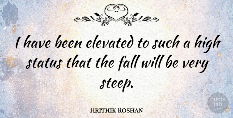 Hrithik Roshan Quote About Fall, Steep, Has Beens: I Have Been Elevated To...