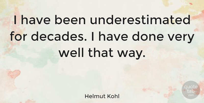 Helmut Kohl Quote About undefined: I Have Been Underestimated For...