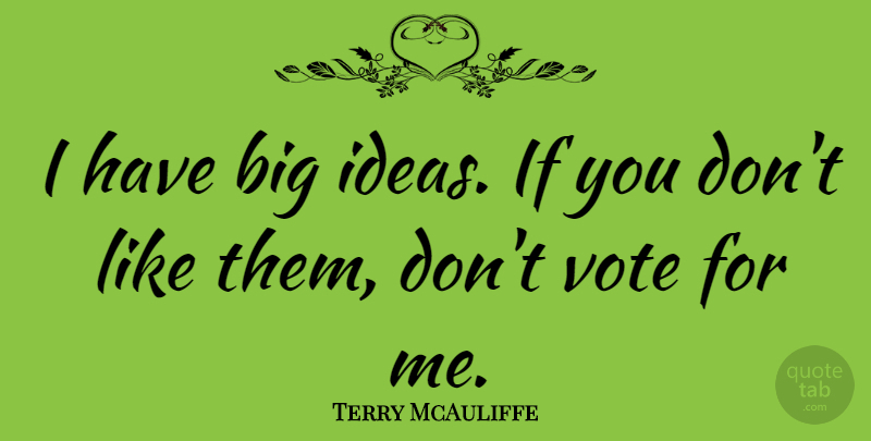 Terry McAuliffe Quote About undefined: I Have Big Ideas If...