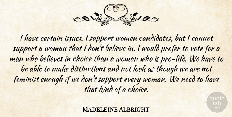 Madeleine Albright Quote About Believe, Men, Issues: I Have Certain Issues I...