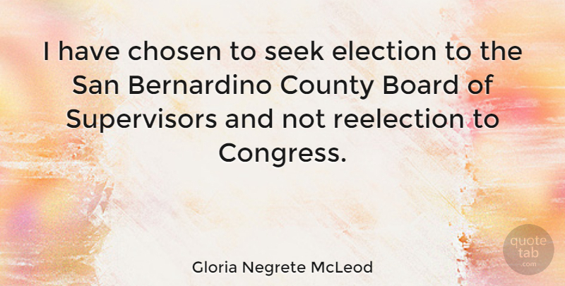 Gloria Negrete McLeod Quote About Board, Chosen, County, San: I Have Chosen To Seek...