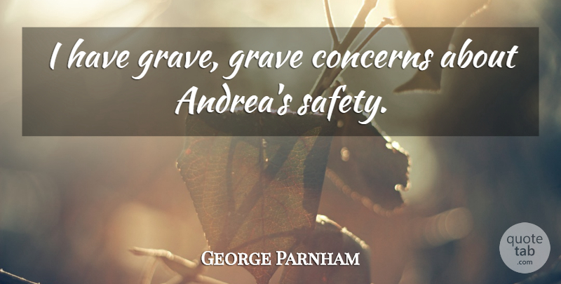 George Parnham Quote About Concerns, Grave, Safety: I Have Grave Grave Concerns...