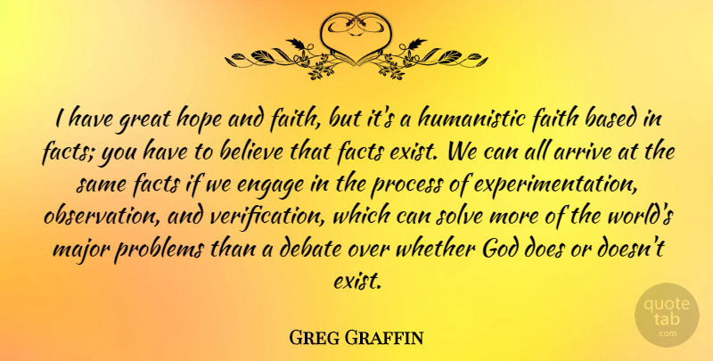Greg Graffin Quote About Believe, World, Facts: I Have Great Hope And...