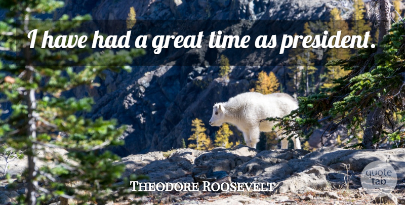 Theodore Roosevelt Quote About President, Had A Great Time, Great Times: I Have Had A Great...